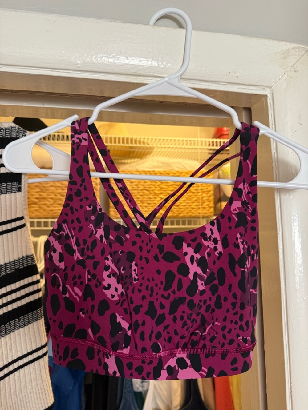 Women’s Strappy Bralette in Magenta Animal Print